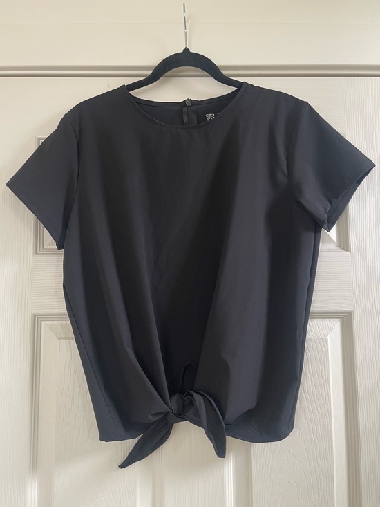 Albion Tops - Women’s Albion Fit Front Tie Short Sleeve Top Black Size L